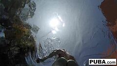 Samantha Rone's solo pleasure in the pool