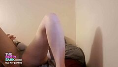 Adorable pale redhead cums hard multiple times while masturbating in wet panties
