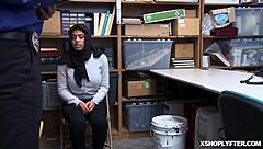 Hairy and natural tits on Muslim shoplifter Ella Knox