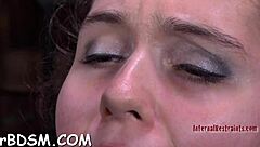 What a cheerful gal playing with her new dildo in bdsm fun!