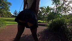 Public park antics: flashing, anal play, and squirting