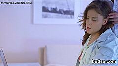 Amateur teen rides dick after caught stealing in shop