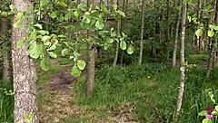 smoking hot blonde babe gives threesome blowjobs outdoors