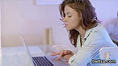 Amateur teen rides dick after caught stealing in shop