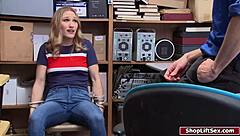 Blonde Thief Fucks Officer To Get Free In Office Lingerie Scene