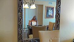 Beautiful woman with long hair prepares for the work