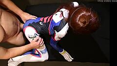 i see tiny d va in overwatch cosplay moaning on super thick and getting no mercy