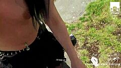 Amateur couple enjoys rough sex in garage and outdoors