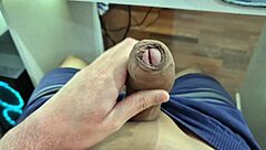 A hot gay fetish video of a slobbering penis