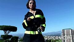 Firefighter Vanessa Pierce gets fucked hard for a cumshot.