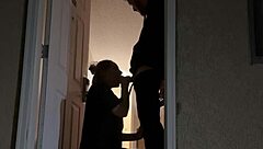 trying to get caught sex in the doorway at the hotel