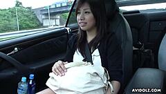 Public Sex in Garage with Brunette Slut Swallowing Cum