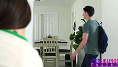 sexy spinner stepsis sweet talks stepbro into rough orgasm