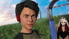 Gamer Girl Plays Porn Game Outdoors