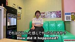 Japanese bombshell gets her first big tits and masturbates