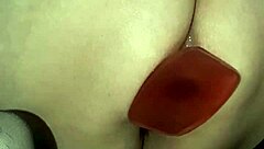 Slut gapes ass with bottle toy