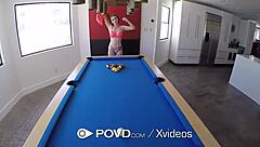 A hot and steamy poolside tryst on the billiard table