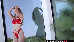 athena fleurs feels intense emotions during upside down anal with huge cock. hottie in lingerie riding and bent over.