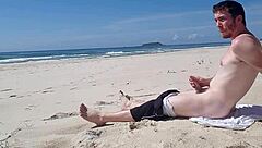 Public beach jerk off in the great outdoors