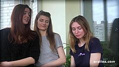 Uninhibited threesome girls horny as hell