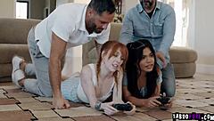 Stepdads swap wives for wild group action and anal