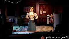 Beautiful girl enjoying solo pleasure in a animated game