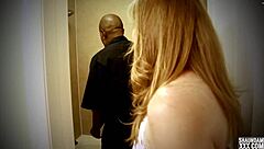 teasing in shower with big black cock sucking and riding bent over