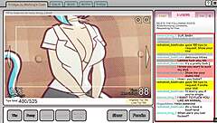 nicole plays risky job hentai game in ep 2, fondling tits to lure customers on webcam