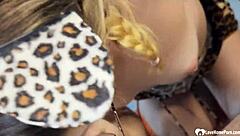 blonde cutie with glasses devours monster cock