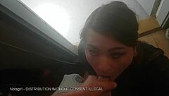 Notagirldk Delivers Early Morning Blowjob with Slutty Makeup, He Doesn't Cum But I Do Wanking!