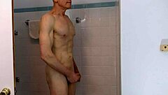 Horny Gay Nudist Bathes Intensely In Shower