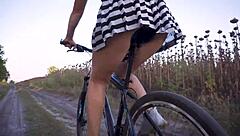 Hentai biker teases hidden ass in thong panties upskirt flashing