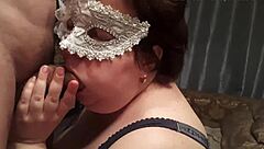 Curvy amateur BBW gives great head and a creampie