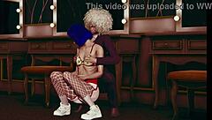 Cute 3D lesbian girls engage in bold pantyhose action