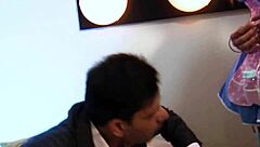 Big boobed wife masturbates with huge dildo after creampie