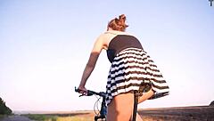 Hentai biker teases hidden ass in thong panties upskirt flashing