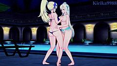 Katsuragi and Yomi's intense lesbian play and futanari sex