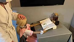 A sex-starved man diverts the attention of a sex doll which is reading a book