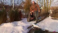 real ginger street whore tempts stranger with outdoor no condom sex and monster cock