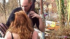 real ginger street whore tempts stranger with outdoor no condom sex and monster cock