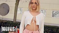 horny tattooed lya missy rides jordi's big cock outdoors