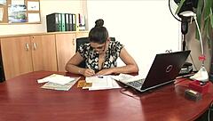 i watch busty secretaries katalin and zafira tongue-fucking their tight cunts at work