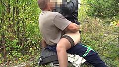 Business lady gets slammed by hooligan outdoors in nature with her big natural tits bouncing. Mature vixen takes it rough under the open sky!