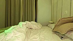 Big natural tits bouncing while she masturbates in her hotel room