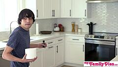 Petite andi rose notices stepbro's huge cock. She gives blowjob and reaches orgasm