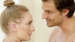 Couple's Birthday Surprise Turns Into Intense Shower Threesome With Oiled Massage