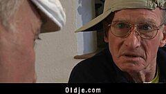 Horny old man bangs young sluts