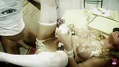 blonde bimbo licks and rides dick in kitchen lingerie 😋