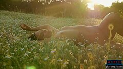 Anetta Keys strips outdoors, showing small tits and big ass