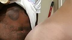 Amateur snow bunny sucks monster cock in restroom